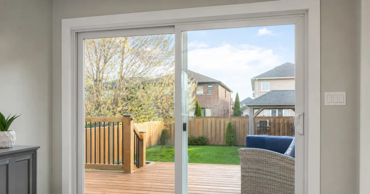 Balcony sliding door on a building in Stouffville, Ontario